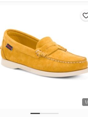 Sebago Women’s Dan Boat Flesh Out in Mustard Yellow Suede Loafers Size-9.5 NWT